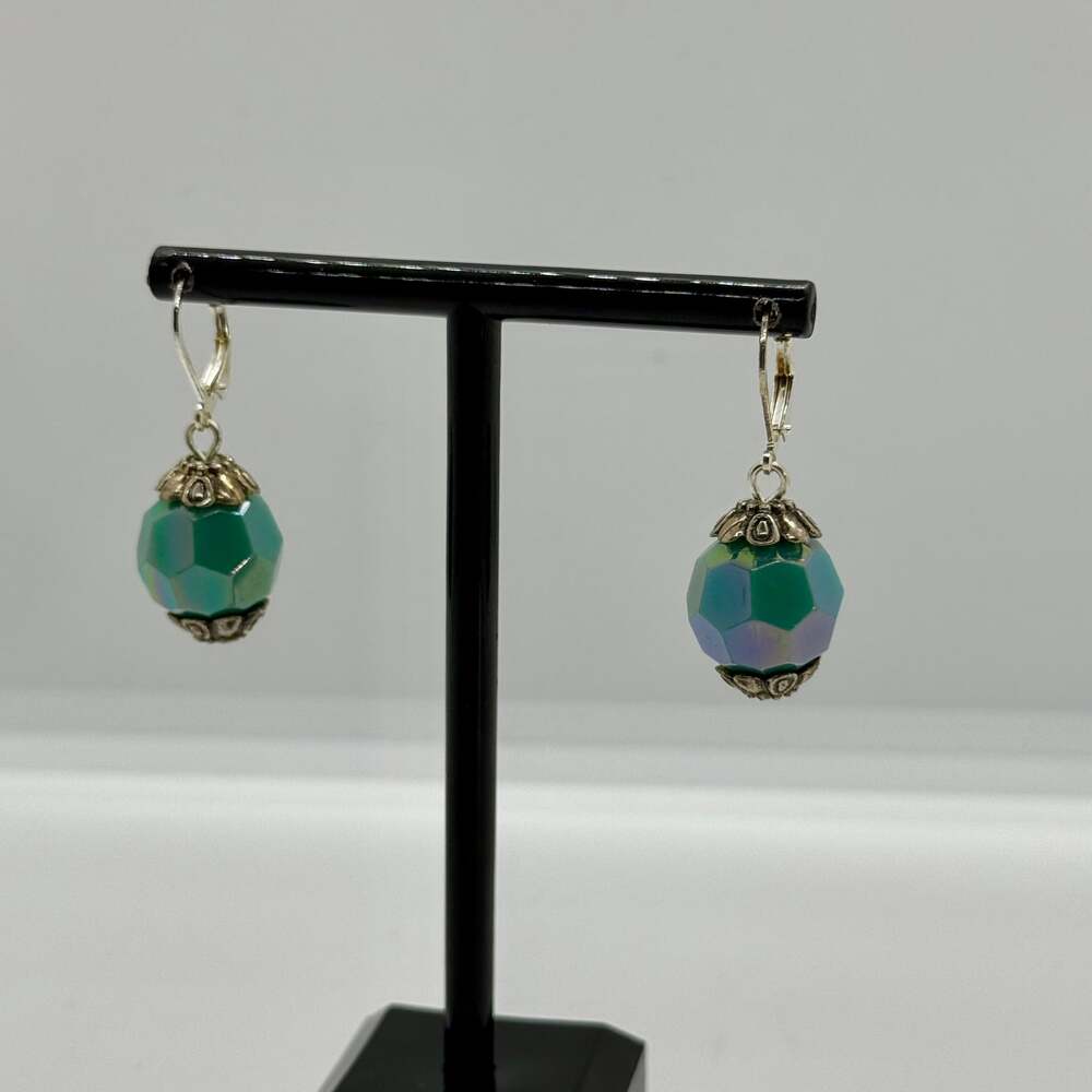 Premier Designs Vintage Light Blue Beaded Dangle Earrings - Picture 4 of 5